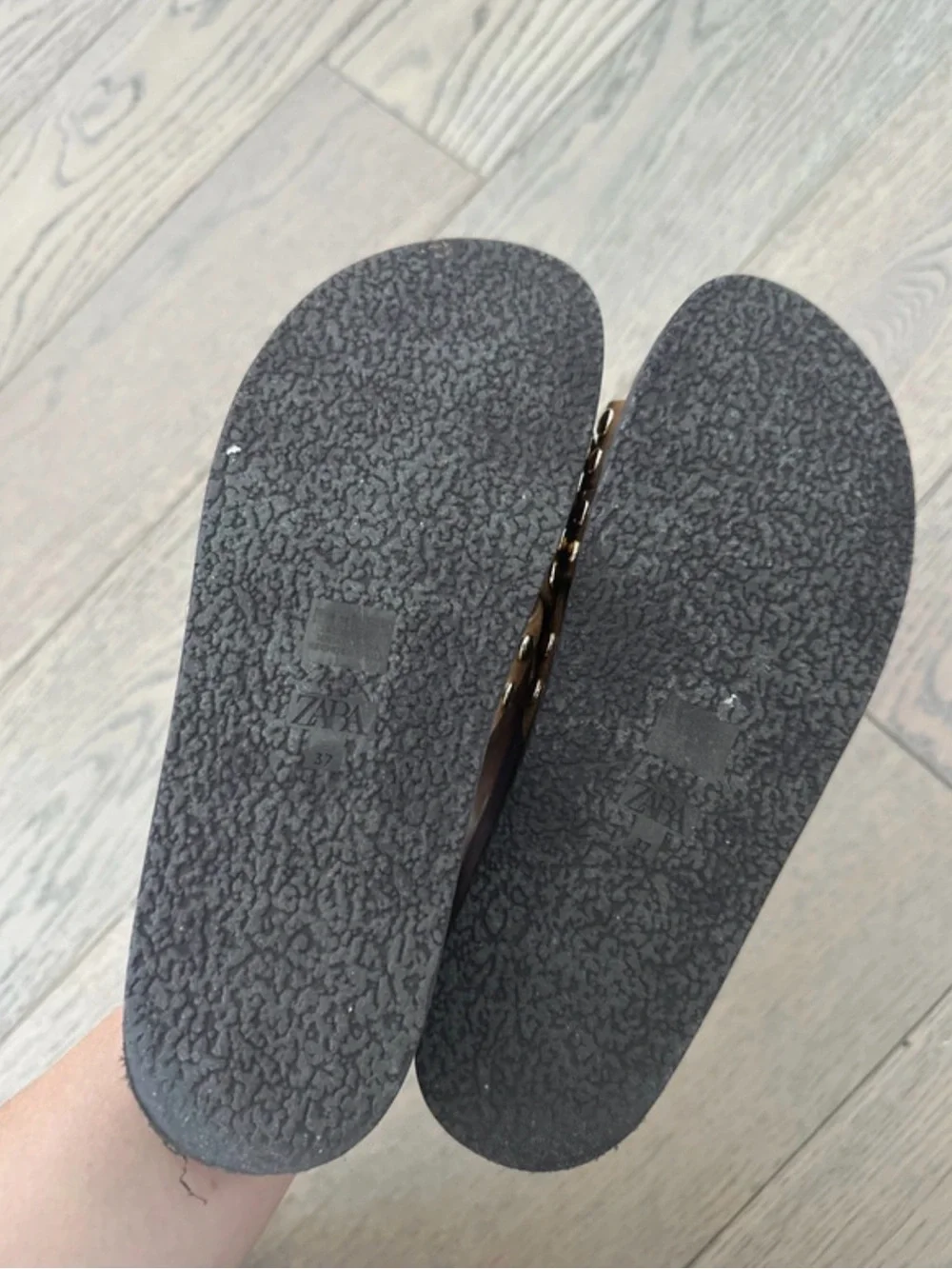 Zara Taupe Suede Double-Strap Slide Sandals - Picture 2 of 4